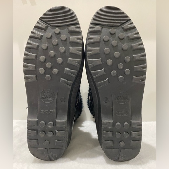 Sorel Women’s Kaufmam Canada Black Lined Rubber Fur Top Lace Up Snow Boots-10 - Picture 5 of 16